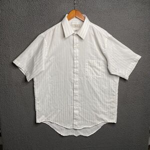 VINTAGE 70s Arrow Kent Shirt Mens 16 White Finesse Short Sleeve Button Up Sheer